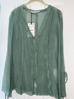NWT Zara Sheer Blouse